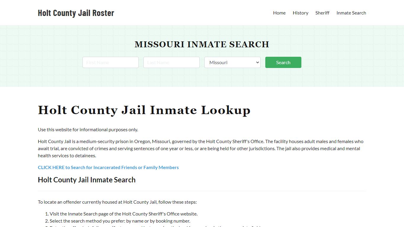 Holt County Jail Roster Lookup, MO, Inmate Search