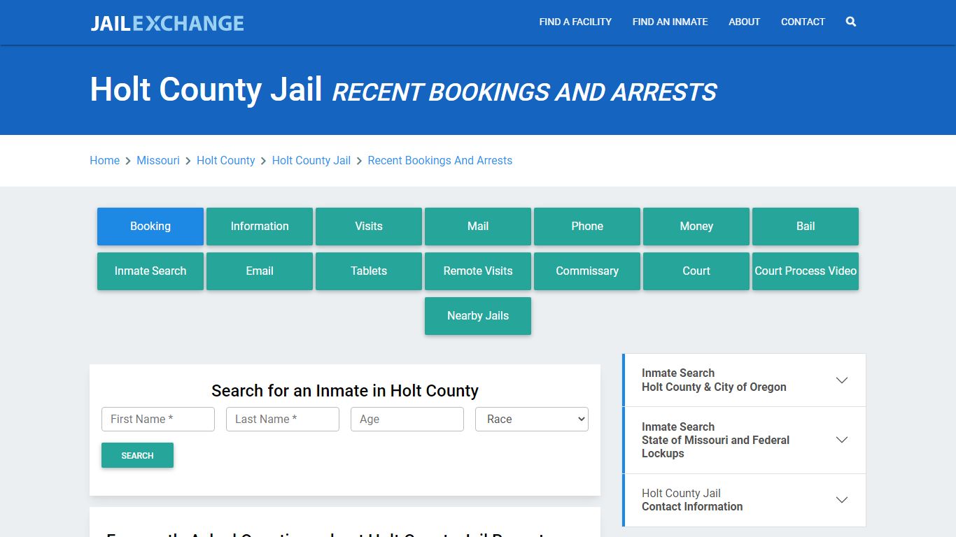 Holt County Jail MO Recent Arrests and Bookings - Jail Exchange