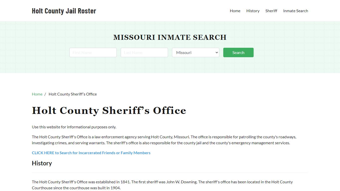 Holt County Sheriff Office, MO, Arrest Warrants Search