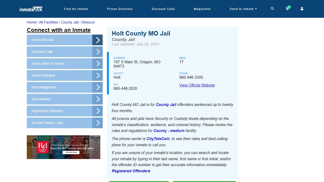 Holt County MO Jail - Inmate Locator